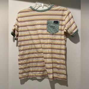 Patagonia Multicolor Striped Tee with Green Pocket Youth Size 14-Youth XL